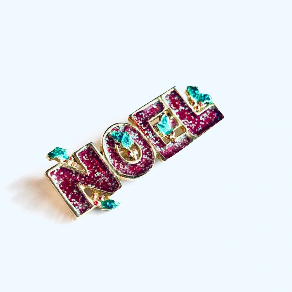 Vintage AAI Festive Noel Brooch with Green Accents